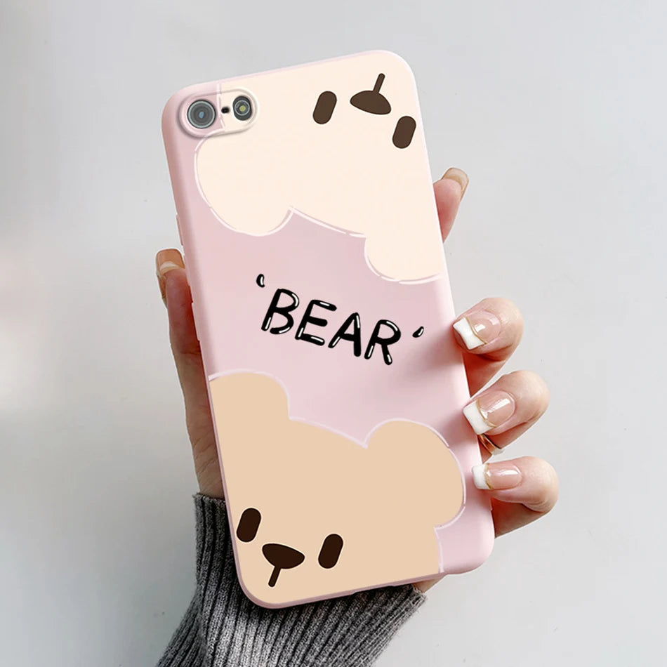 For iPhone 5 5S Case Cute Bear Cartoon Frog Painted Soft Cover For iPhone SE 2016 2020 2022 SE2 Silicone Phone Case Coque Funda