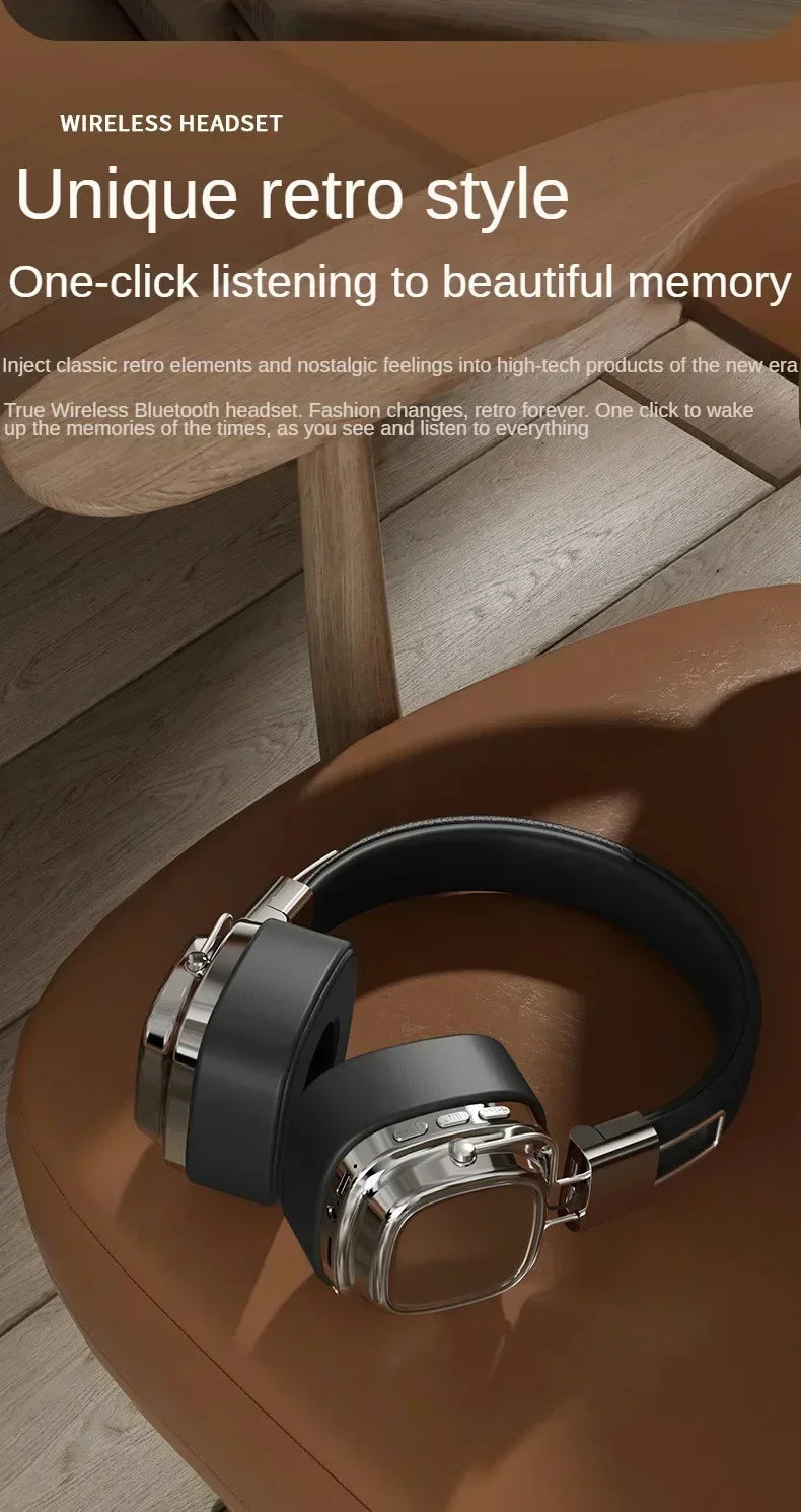New 5.3 Wireless Bluetooth Foldable Headphones Gamer's Choice Retro Over-Ear Headphones DJ Stereo Sound Bluetooth