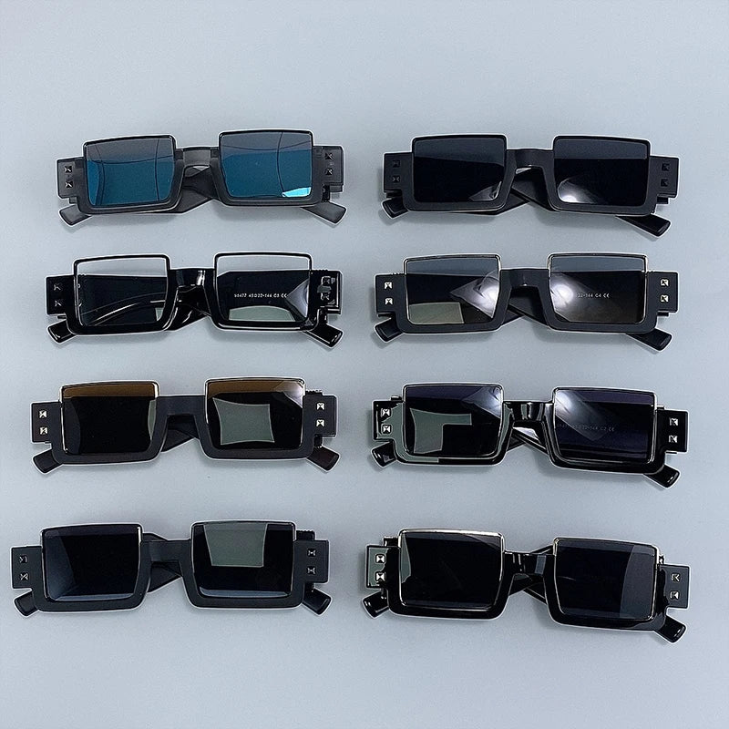 Punk Y2K 2026 Square Luxury Brand Sunglasses, Retro Steampunk Sunglasses for Women, Outdoor UV400 Sunglasses