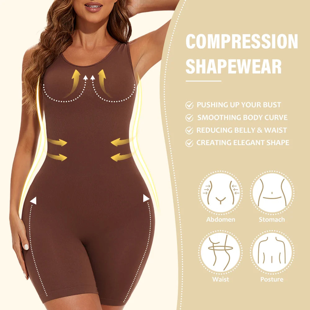 POKARLA Sexy Full Coverage Bodysuits, Thigh Shaper, Wide Shoulder Strap Shapewear Bodysuit, Seamless Girdle, Slimming.