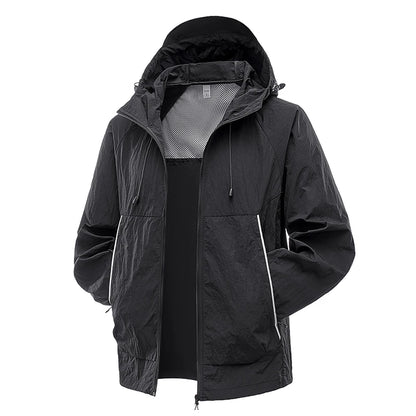 EUMERGX Waterproof Jacket for Men and Women, Windbreaker with Sun Protection for Fishing, Climbing, Hiking, Lightweight Rain Coat, Unisex, for Summer
