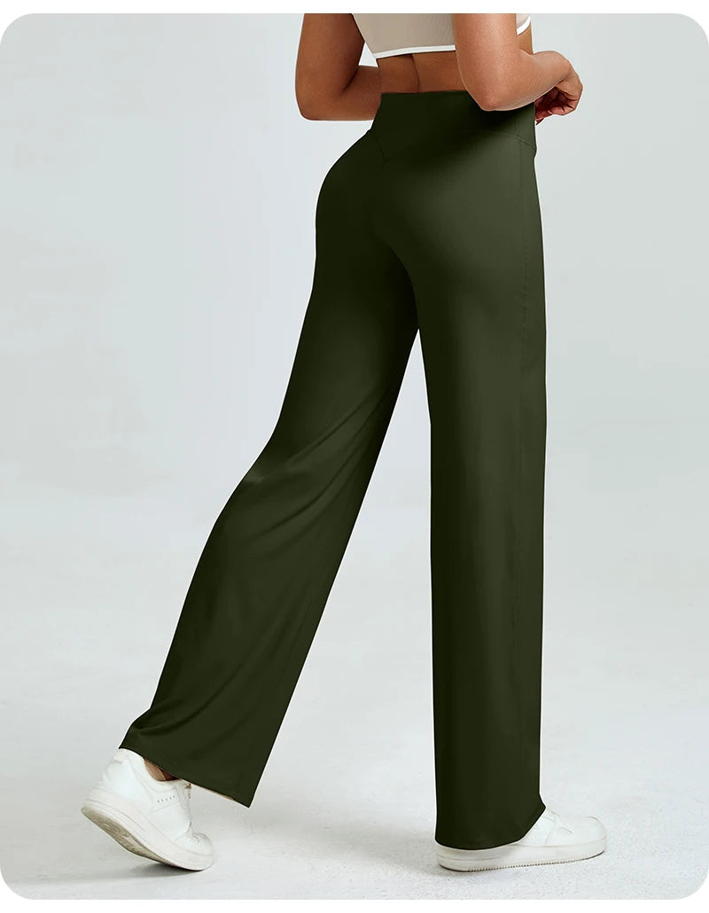 Women's High Waisted Straight Leg Yoga Pants, Naked Feeling, Butt Lift, Loose Fit, Workout Pants, Slimming Gym Pants