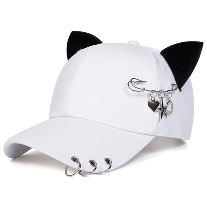 Gorra de Béisbol Unisex con Orejas de Gato, Ajustable, Casual, para Primavera y Otoño, Protección Solar, Gorra Deportiva