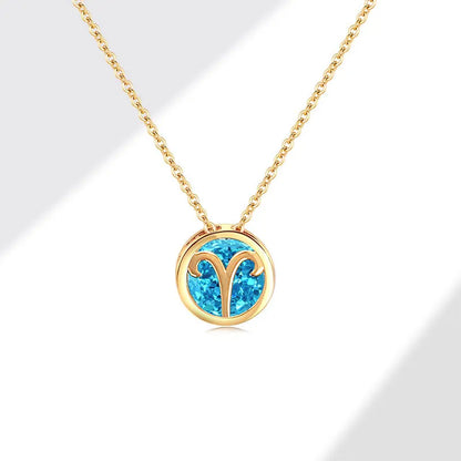 Retro Double-Sided Hollow 12 Constellation Pendant Necklaces for Women, Crystal Rhinestone Birthstone Zodiac Sign Choker