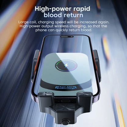 UYUXIO Automatic Clamping Wireless Car Charger Adapter, Super Fast Charging Air Vent Car Phone Mount for iPhone 16 15 Pro Max Samsung