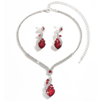 Elegant Vintage Jewelry Set for Women, Shiny Rhinestone Necklace, Sparkling Crystal Choker, Wedding Party Earrings, 3 Pcs