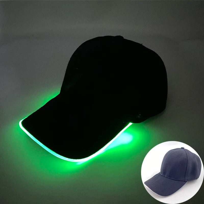 Sombrero fluorescente LED de fibra óptica, gorra de béisbol brillante de neón, suministros de fiesta de baile, sombrero de Rap de hip hop, accesorios de Club, disfraz