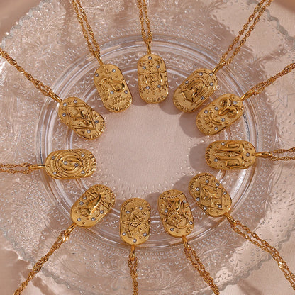 E.B.belle-collar de acero inoxidable con signo del zodiaco para mujer, joyería brillante, constelación, 2024