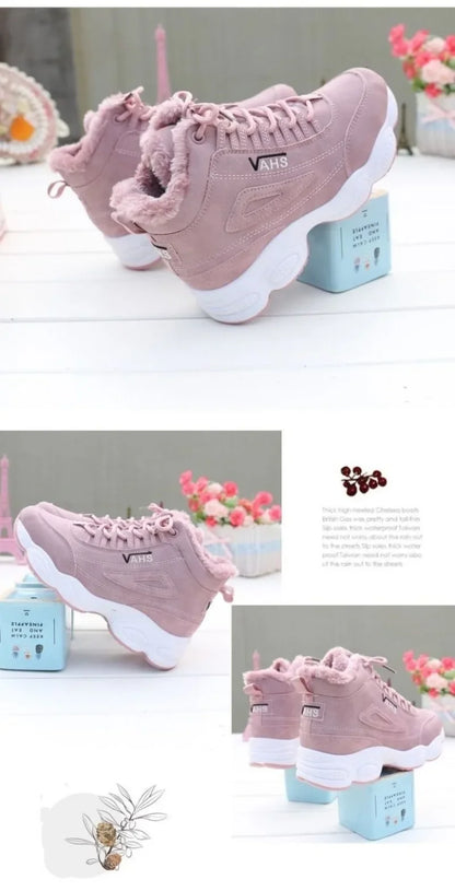 New Women's Thick-Soled Winter Sneakers, Warm Velvet Cotton Shoes, Height-Increasing Non-Slip Platform Shoes, Women's Snow Boots