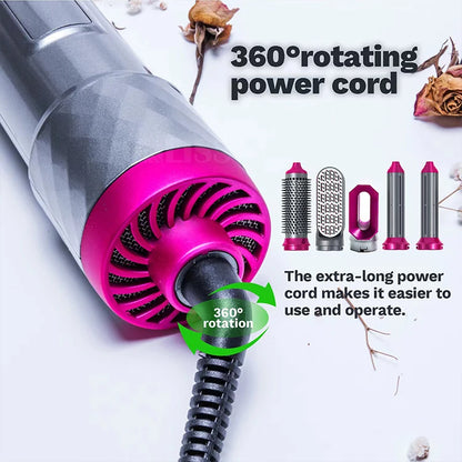 Secador de pelo 5 en 1, peine eléctrico para el cabello, cepillo rizador recto de iones negativos, secador de pelo, peine de aire, Kit de cepillo extraíble, herramienta.