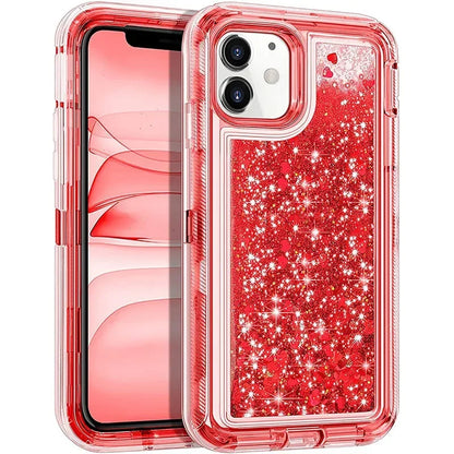 Luxury Dynamic Glitter Quicksand Case for iPhone 17 16 15 14 13 Pro Max X XSMAX XR SE 6 7 8 Plus, Heavy Shockproof Phone Cover
