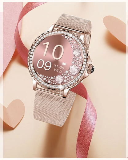 Reloj inteligente de moda para mujer NX19 llamada bluetooth pulsera deportiva inteligente IP68 reloj impermeable con diamantes