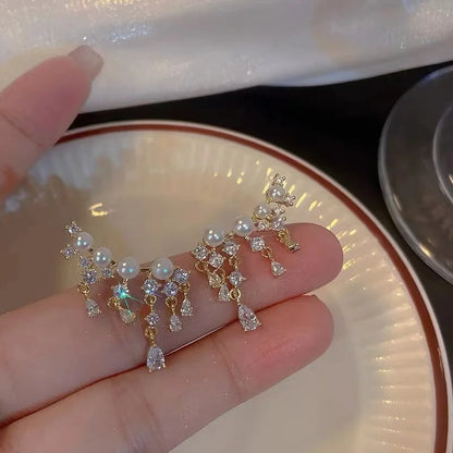 2023 New Fashion Trend Unique Design Elegant Delicate Lightweight Luxury Pearl Tassel Earrings High Jewelry Party Favors for Women