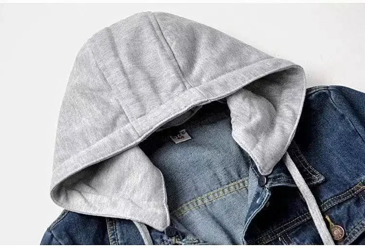 Chaqueta corta vaquera recortada para mujer primavera otoño estilo coreano nueva chaqueta con capucha de manga larga delgada suaviza tu silueta