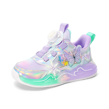 Cute Sneakers for Girls, Pink and Purple Butterfly Print Kids' Shoes, School Athletic Running Trainers, Girls' Sports Shoes