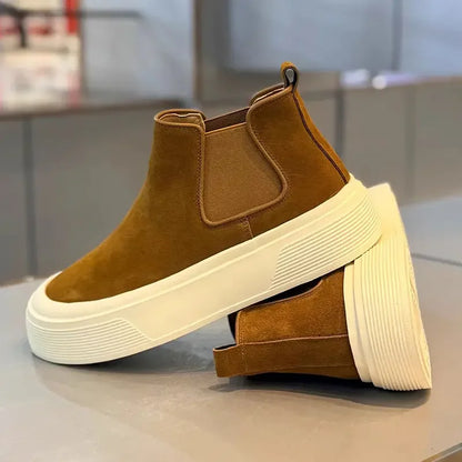Botas de Hombre, Moda, Plataforma, Caña Alta, Casuales, Invierno 2026, Antideslizantes, Cálidas, Forro de Felpa, Algodón, Botas Chelsea para Exteriores