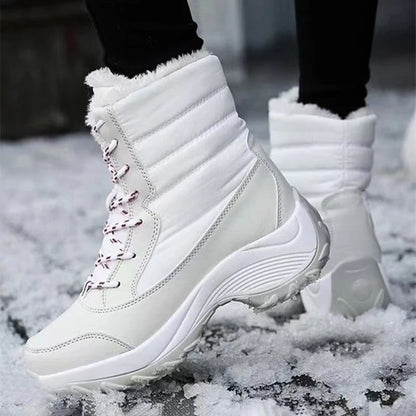 Botas de mujer, botas de tacón impermeables para invierno, botines de plataforma Tren, zapatos de nieve para mantener el calor, botas cortas de felpa para exteriores