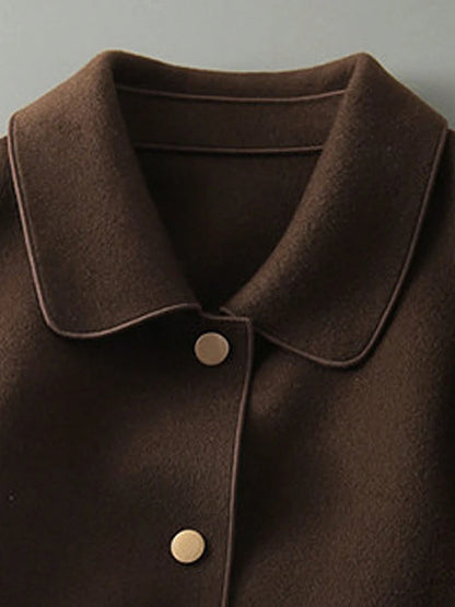 Abrigos de lana cortos lisos clásicos para mujer Otoño Invierno ropa cálida para mujer abotonada abrigo femenino trajes nuevos en prendas de vestir exteriores