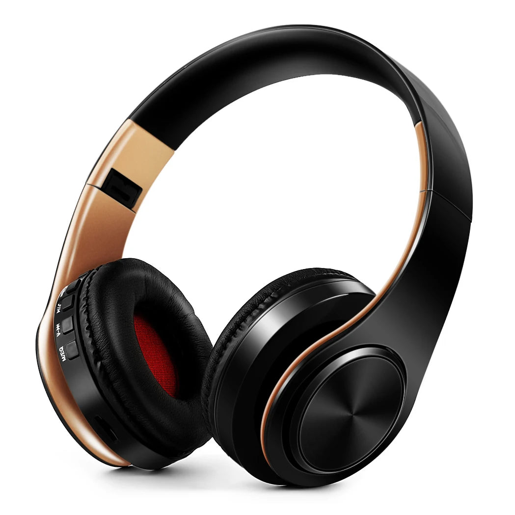 Regalo para Mujer Auriculares inalámbricos dorados Auriculares Bluetooth Auriculares estéreo Juego con micrófono incorporado con universal para Android e iOS