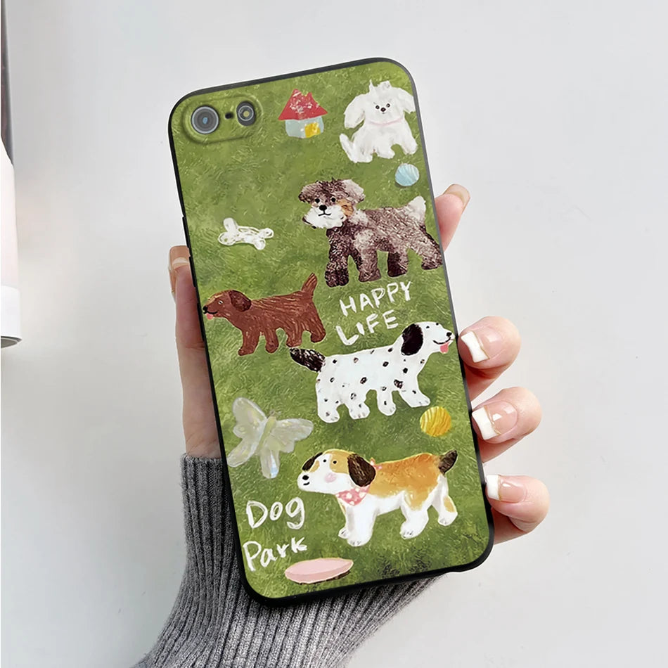 For iPhone 5 5S Case Cute Bear Cartoon Frog Painted Soft Cover For iPhone SE 2016 2020 2022 SE2 Silicone Phone Case Coque Funda