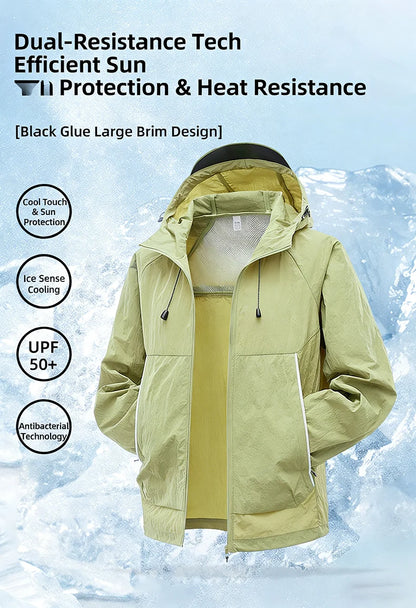 EUMERGX Waterproof Jacket for Men and Women, Windbreaker with Sun Protection for Fishing, Climbing, Hiking, Lightweight Rain Coat, Unisex, for Summer