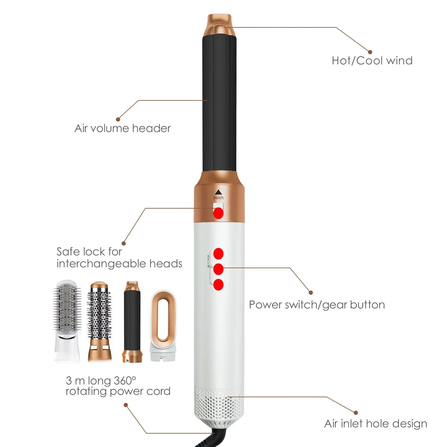 Secador de pelo profesional 5 en 1, peine de aire caliente, rizador para Dyson Airwrap, herramienta de estilismo, alisador de pelo, herramienta de peluquería