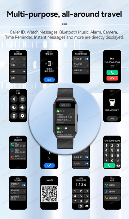 Para mujeres hombres reloj inteligente pantalla AMOLED salud monitoreo del ritmo cardíaco Bluetooth llamada IP68 impermeable deporte al aire libre pulsera inteligente