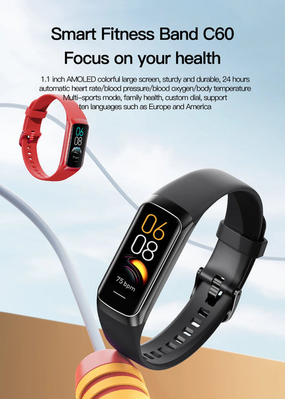 Reloj inteligente AMOLED con Monitor de temperatura corporal, reloj deportivo resistente al agua hasta 3ATM, correa de reloj inteligente para hombres y mujeres IOS Android