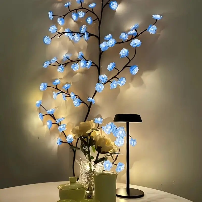 USB Wall Mounted LED Branch Lights, Cherry Blossom Vine Lights, 72 LED, 8 Modes for Indoor Holiday Decoration, Walls, Doors, and Windows