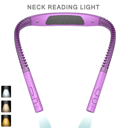 LED Neck Reading Light, 3 Colors, 3 Brightness Levels, Book Reading Light, USB Rechargeable Lamp, Flexible Neck and Arm Reading Lamp, Book Light