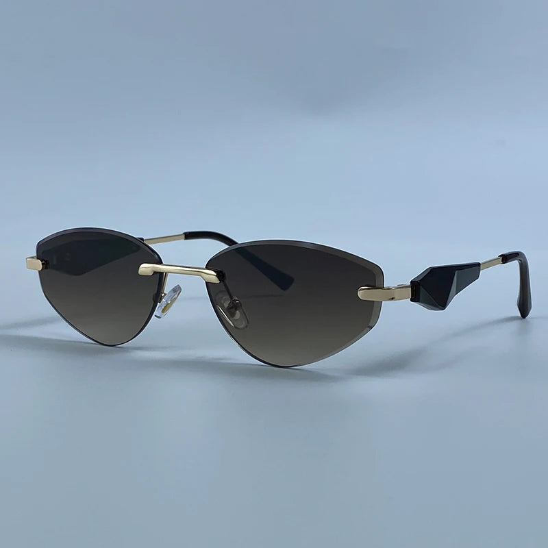 Gafas de Y2K Punk sin montura de ojo de gato, gafas 2026 de diseño de lujo irregulares sin marco, gafas de mujer, gafas de fiesta de moda