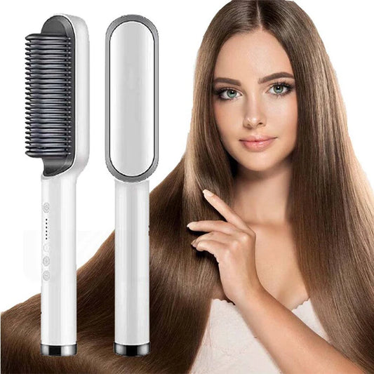 Professional Hair Straightening Comb for Women, Portable Ceramic Coated Hair Straightener Brush, Salon Styling Tool, Hot Sale