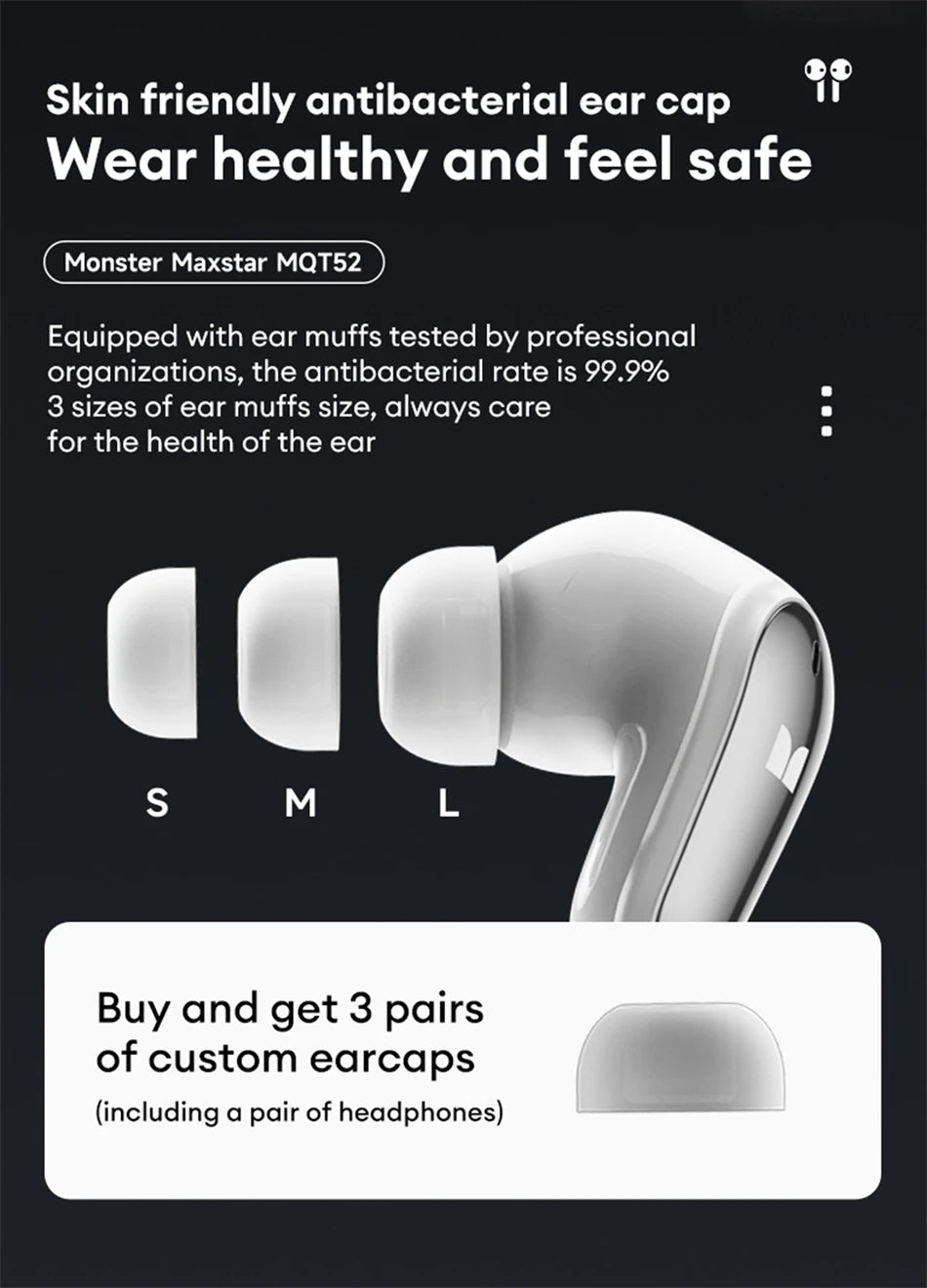 Auriculares inalámbricos Monster MQT52 con Bluetooth 5,4, auriculares para juegos con batería de larga duración, auriculares con sonido estéreo HIFI de modo dual con micrófono