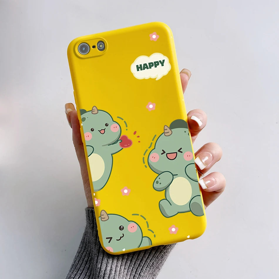 For iPhone 5 5S Case Cute Bear Cartoon Frog Painted Soft Cover For iPhone SE 2016 2020 2022 SE2 Silicone Phone Case Coque Funda