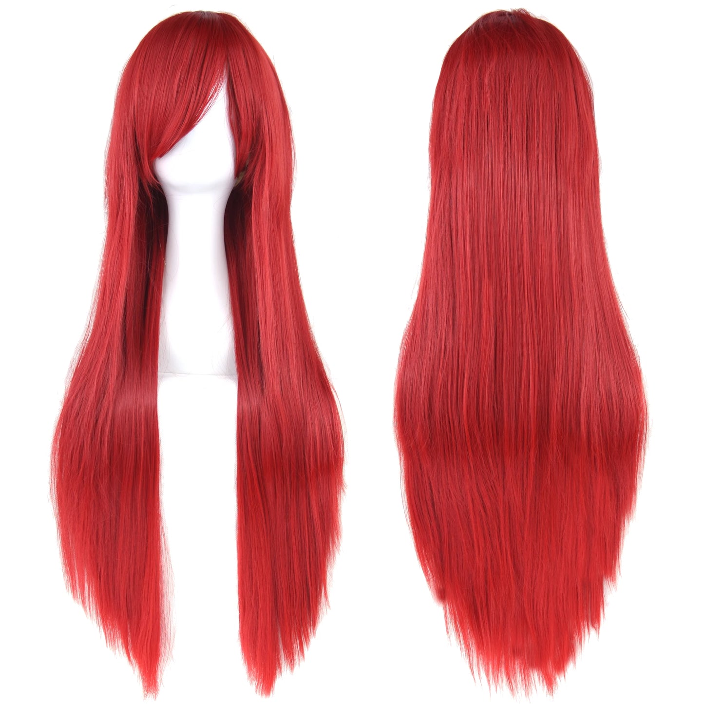 Soowee 80cm Synthetic Hair Wigs, White and Purple Cosplay Wigs, Black Straight Hair Wig for Party, Women's Wig.
