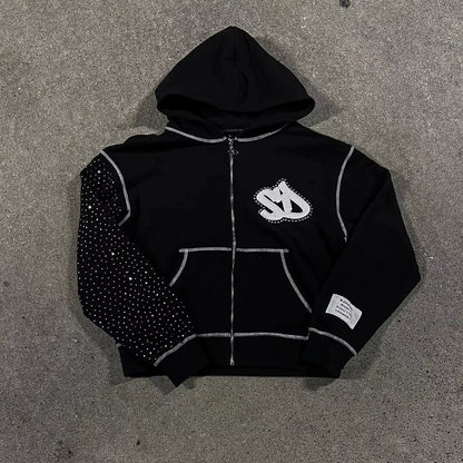 Y2K nueva versión coreana de estilo universitario Spice Girl cremallera Sudadera con capucha mujeres Harajuku Casual suelta polar grueso sudadera Punk Sudadera con capucha