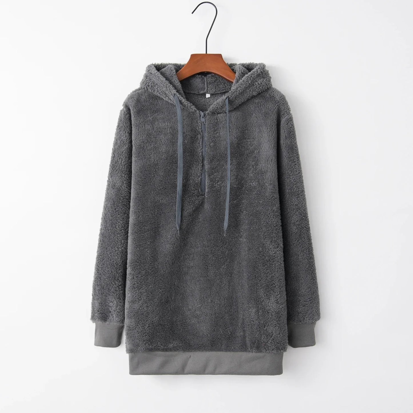 Women's Long Sleeve Hooded Sweatshirt, Monochromatic Coat, Fashion Trend