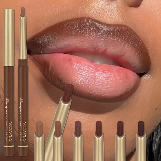6 Colors Matte Lip Liner Pencil, Beveled Design, Lip Contour Lipstick, Nude Brown Lipstick, Natural Long-Lasting Lip Liner Makeup
