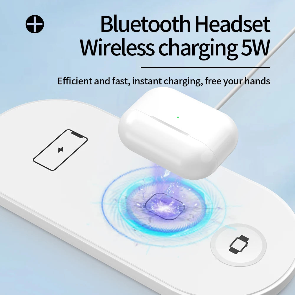 Cargador inalámbrico 3 en 1 de 30W para iPhone 15 14 13 12 11 Pro Max 8 X Apple Watch 8 7 6 AirPods Estación de carga inalámbrica rápida
