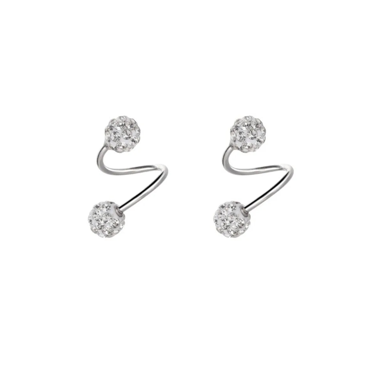 Pendientes esféricos de moda y lujosos para mujer, con aretes en forma de S estilo tornillo, adecuados para uso diario de mujeres