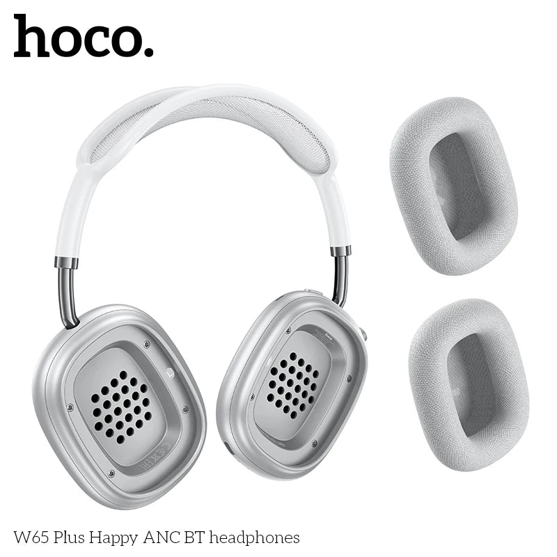 HOCO W65 Plus ANC auriculares Bluetooth con reducción de ruido sobre la oreja auriculares inalámbricos grandes sonidos de alta fidelidad auriculares deportivos con botón