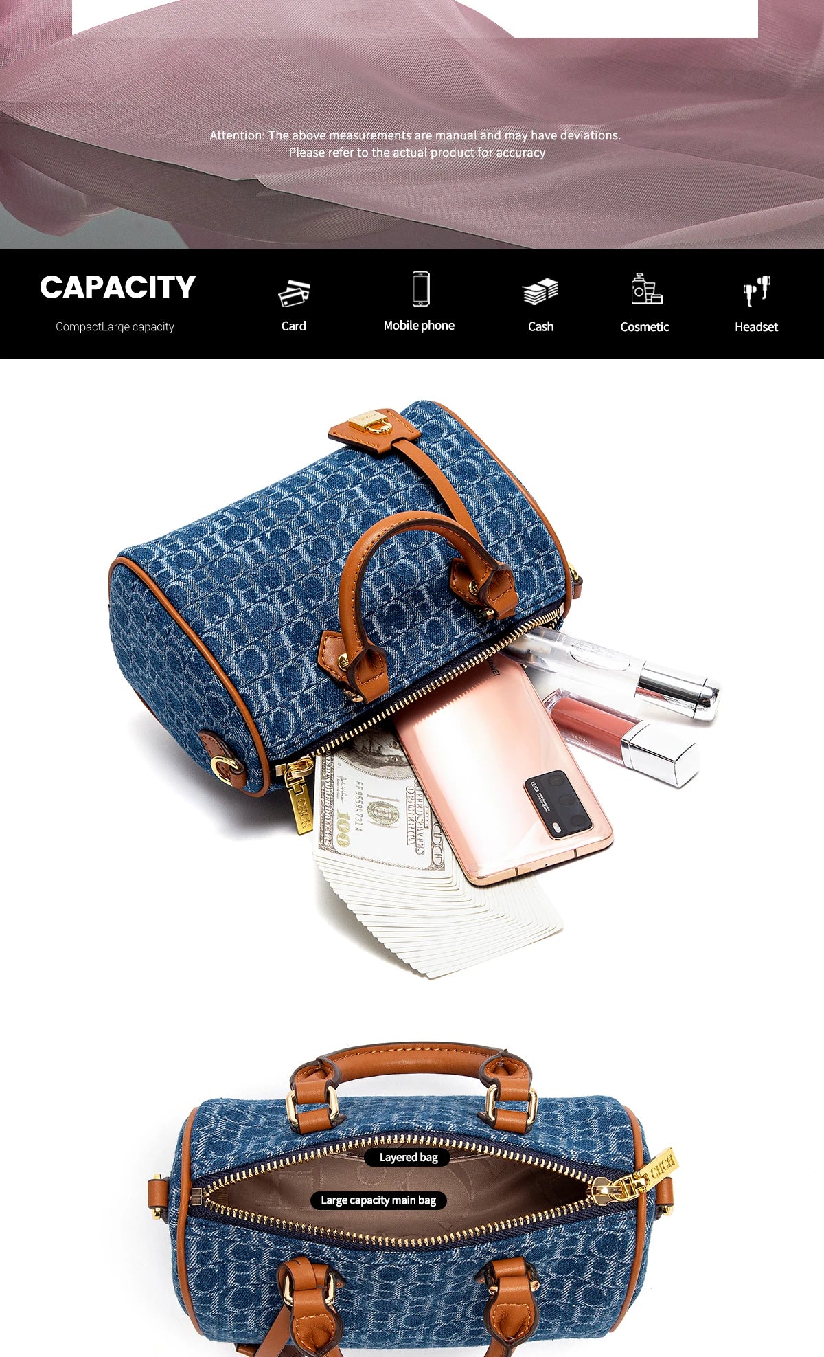Women's Shoulder Bag, New Cowboy Spliced Pillow Bag, Women's Casual Party Handbag