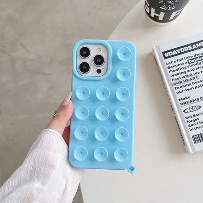 Funda de teléfono de silicona suave con ventosa para iPhone 16 Pro Max 17 13 14 11 12 15 Pro Max Plus antideslizante a prueba de golpes cubierta de Color caramelo