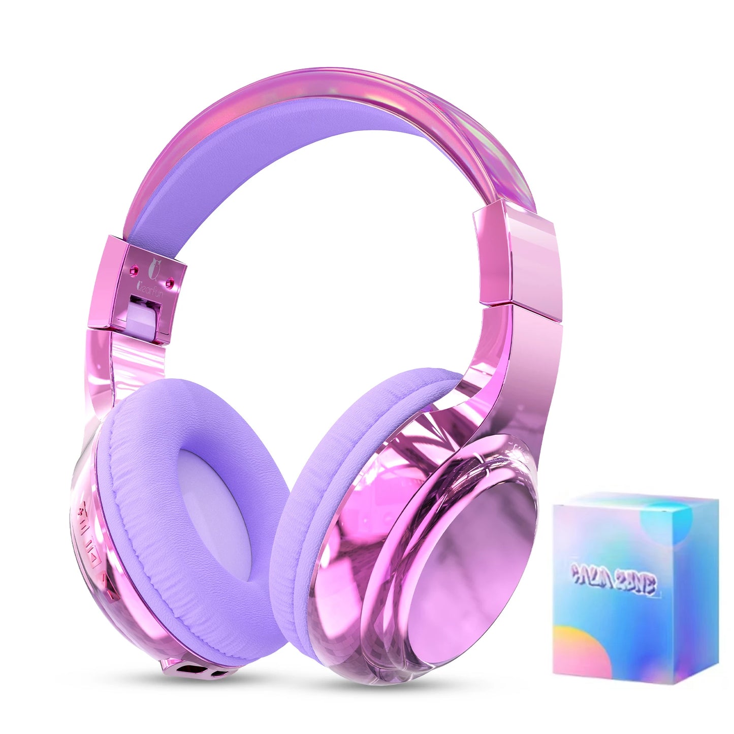 Kids Gradient Bluetooth Headphones, Wireless Over-Ear Headsets for Girls with Mic, Foldable Lightweight Headphones for School Travel