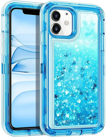 Luxury Dynamic Glitter Quicksand Case for iPhone 17 16 15 14 13 Pro Max X XSMAX XR SE 6 7 8 Plus, Heavy Shockproof Phone Cover