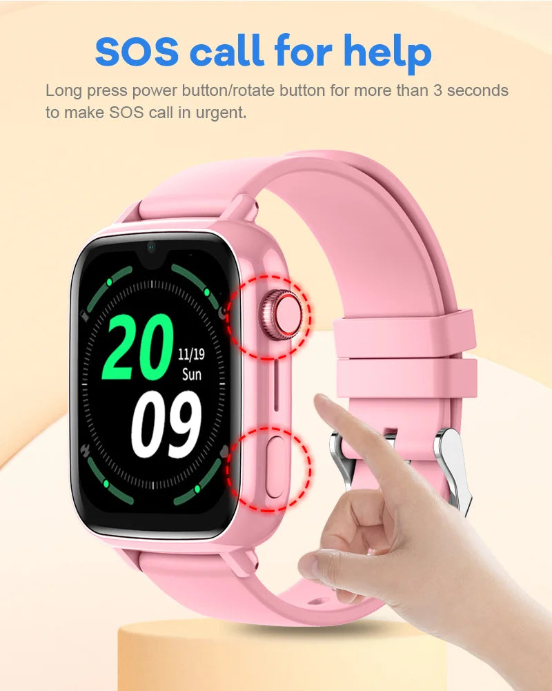 4G Smart Watch for Girls and Boys, GPS, WIFI, Video Call, SOS App, Download, Kids Smart Watch, Camera Monitor, Tracker, Location, Phone Watch
