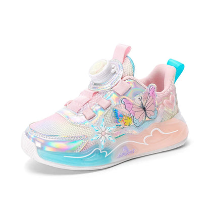 Cute Sneakers for Girls, Pink and Purple Butterfly Print Kids' Shoes, School Athletic Running Trainers, Girls' Sports Shoes
