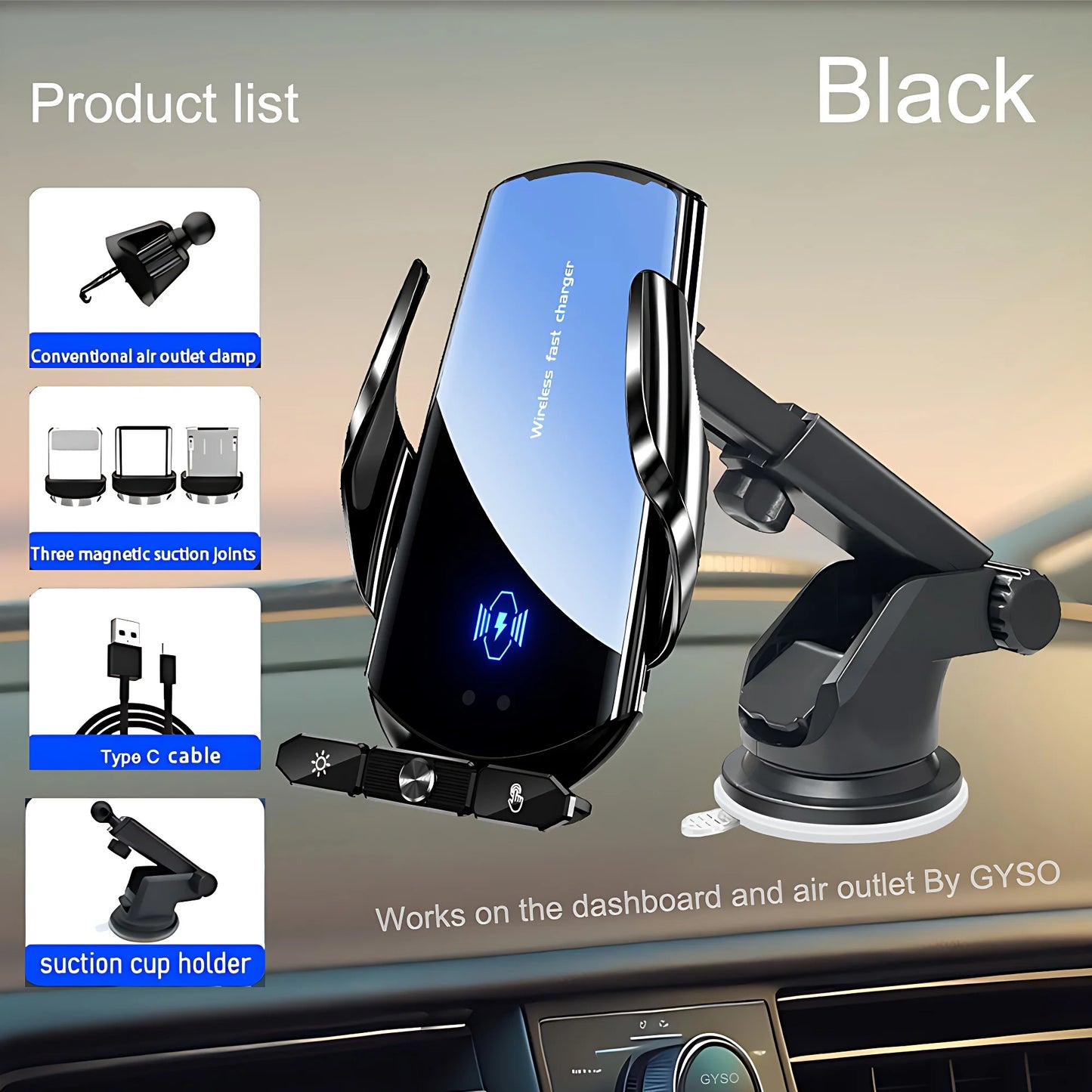 Soporte de teléfono para coche, cargador inalámbrico para iPhone 12, 13, 14, 15 Pro Max, ventosa para parabrisas, salpicadero, ventilación de aire, estación de carga rápida