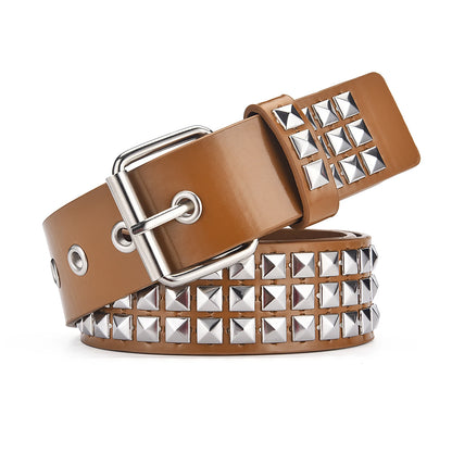 Nuevo cinturón con remaches de cuentas cuadradas a la moda, cinturón piramidal de Metal para hombres y mujeres, Hardware Punk, cinturón vaquero Y2K, cinturón de diseñador, cinturón para mujer