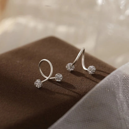 Pendientes esféricos de moda y lujosos para mujer, con aretes en forma de S estilo tornillo, adecuados para uso diario de mujeres